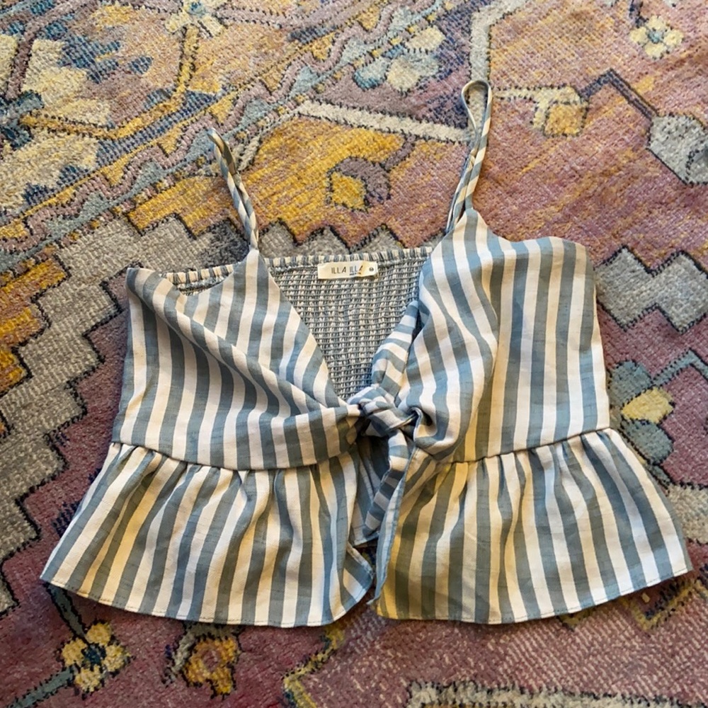 Blue and white stripe crop top